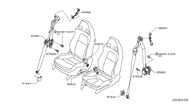 2010 Nissan GT-R Front Seat Belt Diagram