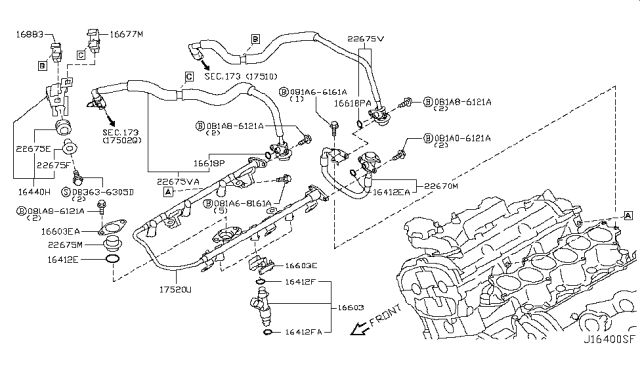 2014 Nissan GT-R Seal-O Ring Diagram for 16618-8J000