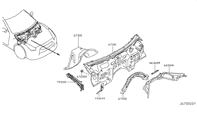 2014 Nissan GT-R Dash Panel & Fitting Diagram