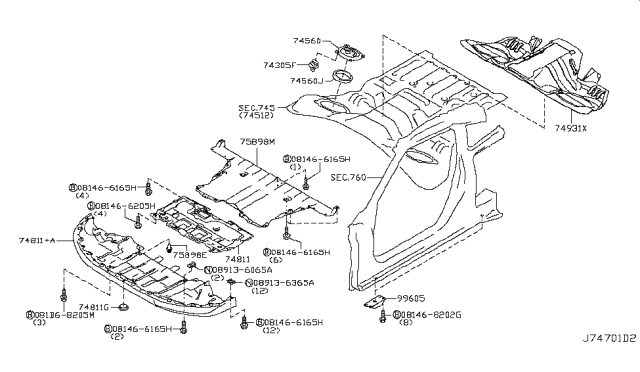 2019 Nissan GT-R Floor Fitting Diagram 1