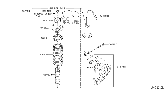 2009 Nissan GT-R Spring-Rear Suspension Diagram for 55020-JF21A