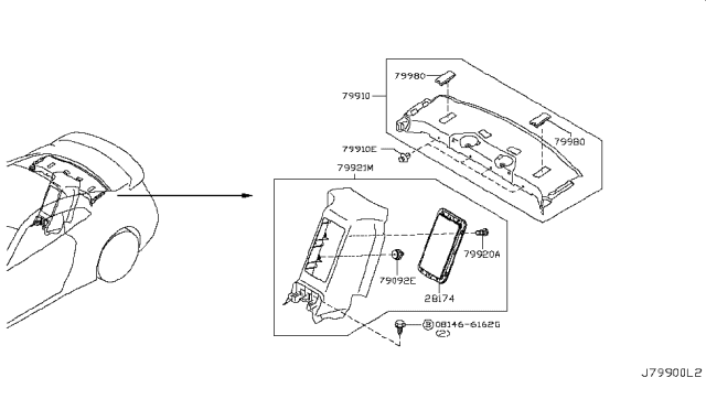 2015 Nissan GT-R Rear & Back Panel Trimming Diagram 2