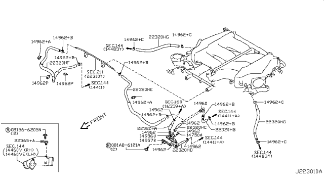 2014 Nissan GT-R Engine Control Vacuum Piping Diagram 2
