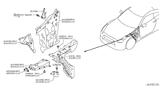 2018 Nissan GT-R Hood Ledge & Fitting Diagram 1