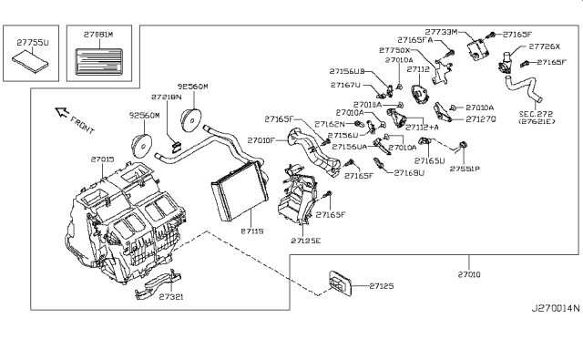 2009 Nissan GT-R Core Assy-Front Heater Diagram for 27140-1CA0A
