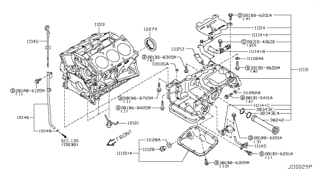 2012 Nissan GT-R Washer-Drain Plug Diagram for 11026-JF01A