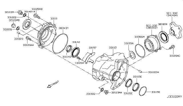 2017 Nissan Rogue Shim-Adjust,Pinion Shaft Sleeve Diagram for 33155-3KA4A