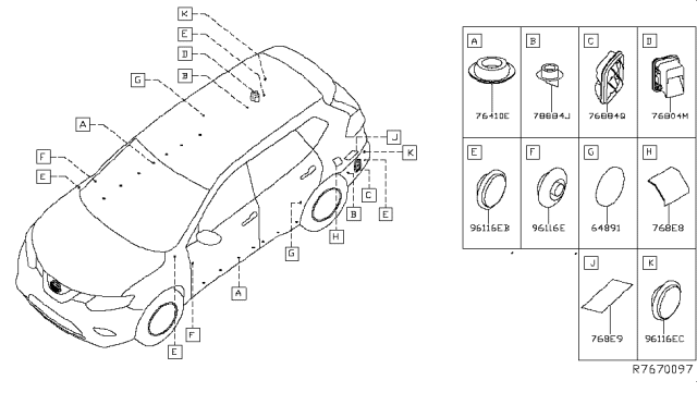 2017 Nissan Rogue Body Side Fitting Diagram 4