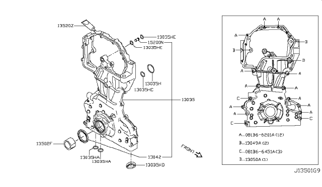 2015 Nissan Rogue Seal-O Ring Diagram for 15066-3TA0B