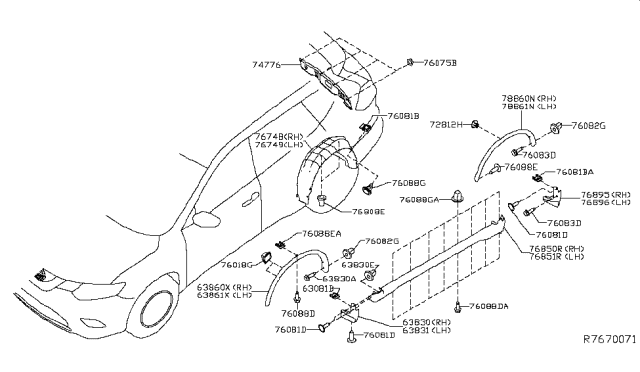 2016 Nissan Rogue Clip, Trim Diagram for 63848-5HA0A