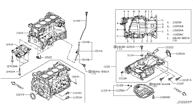 2016 Nissan Rogue Cylinder Block & Oil Pan Diagram 1
