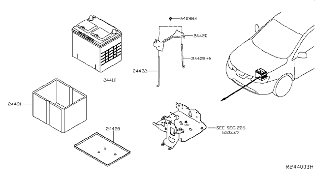 2019 Nissan Rogue Battery & Battery Mounting Diagram