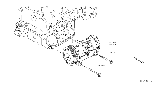 2017 Nissan Rogue Compressor Mounting & Fitting Diagram 2