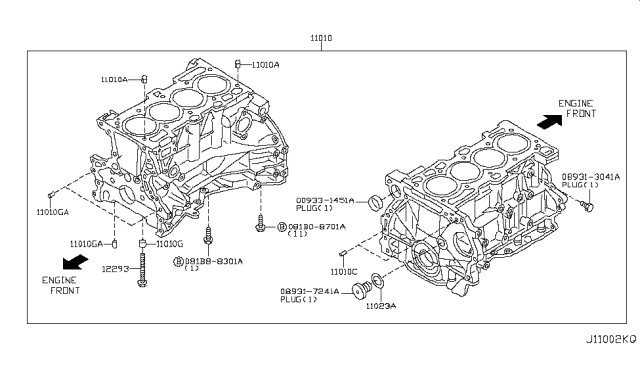 2016 Nissan Rogue Cylinder Block & Oil Pan Diagram 2