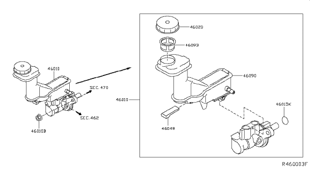 2015 Nissan Rogue Cylinder Brake Master Diagram for D6010-4BA0A