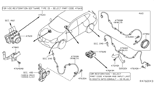 2019 Nissan Rogue Sensor Assy-Antiskid,Rear Diagram for 47900-4CB4A