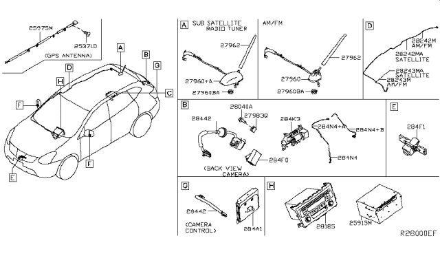 2014 Nissan Rogue Rod-Antenna Diagram for 28215-5HA0A