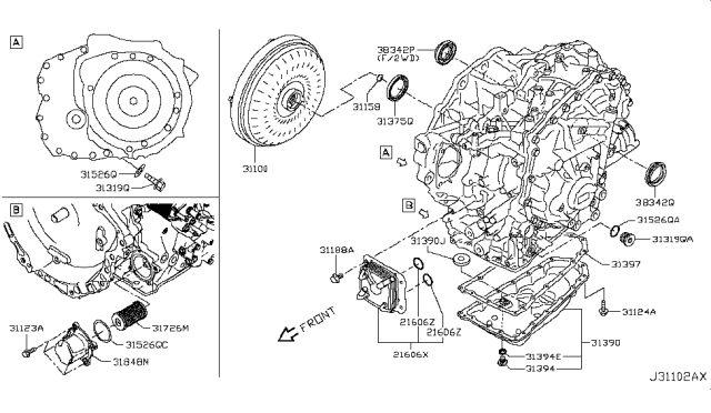 2017 Nissan Rogue Torque Converter,Housing & Case Diagram