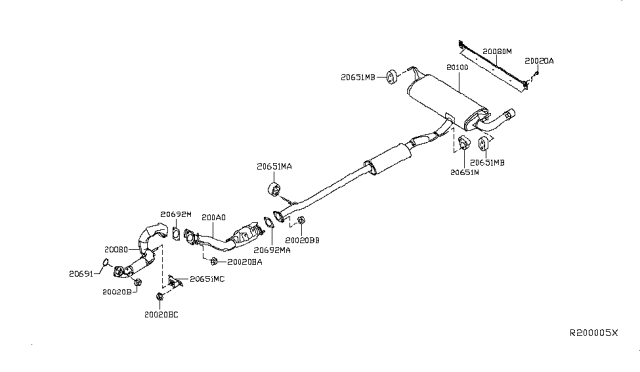 2019 Nissan Rogue Front Exhaust Tube Diagram for 200A8-5HU4A