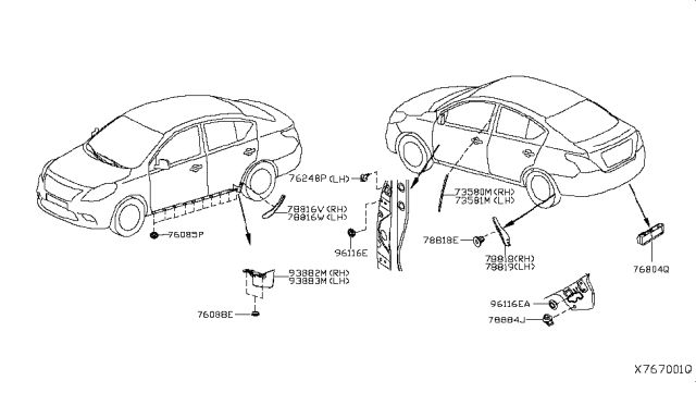 2019 Nissan Versa Body Side Fitting Diagram 1