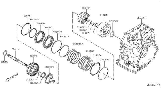 2012 Nissan Versa Washer-Thrust Diagram for 31508-31X10