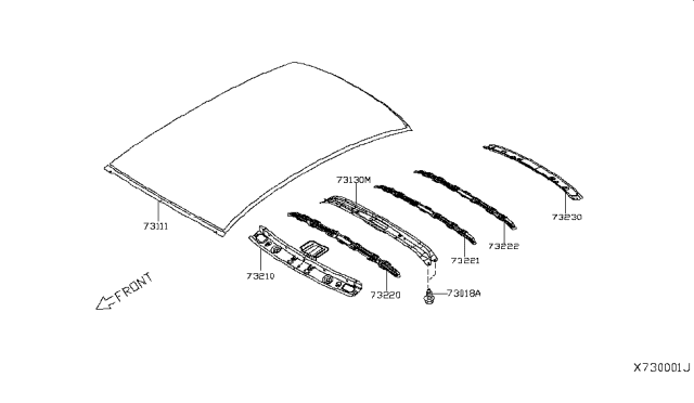 2016 Nissan Versa Roof Panel & Fitting Diagram 1