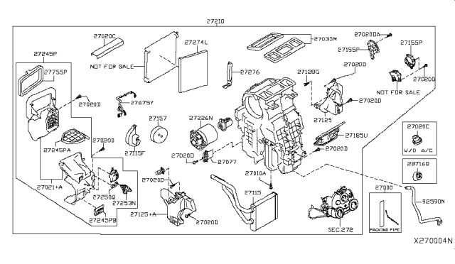 2019 Nissan Versa Blower Assembly-Air Conditioner Diagram for 27210-9KS0B