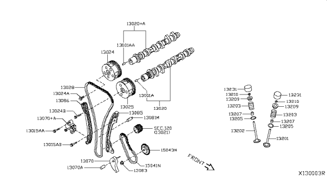 2019 Nissan Versa Camshaft & Valve Mechanism Diagram 1