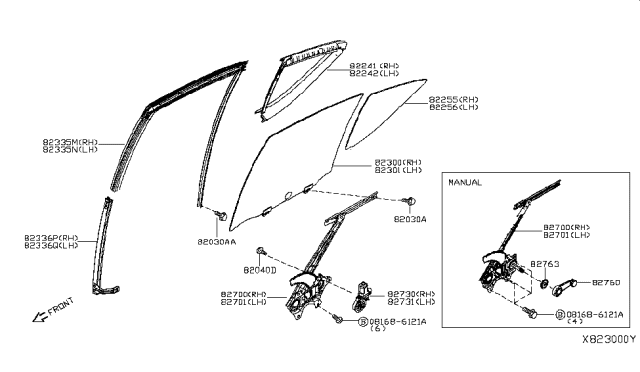 2014 Nissan Versa Rear Door Window & Regulator Diagram 1