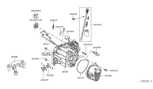 2015 Nissan Versa Case Assembly Transmission Diagram for 30400-00Q1J