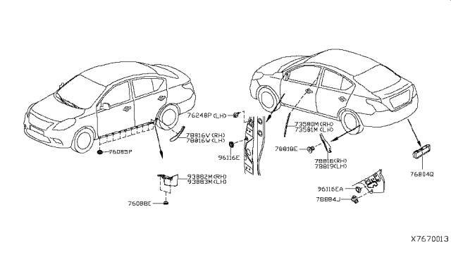 2014 Nissan Versa Body Side Fitting Diagram 2