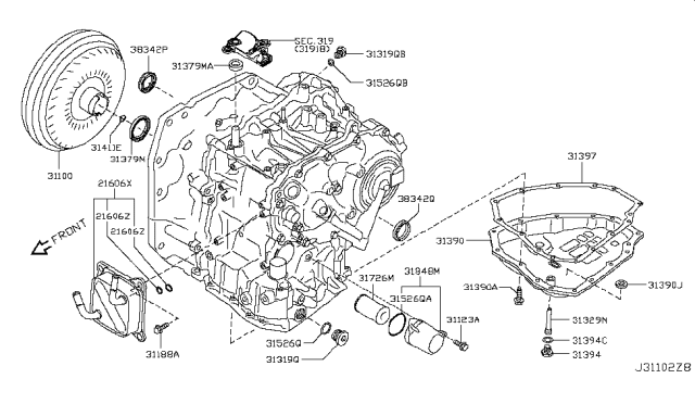 2018 Nissan Versa Gasket-Oil Pan Diagram for 31397-3JX0A