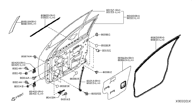 2015 Nissan Versa MOULDING Assembly - Front Door Outside, LH Diagram for 80821-3BG0A
