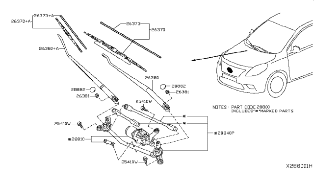 2018 Nissan Versa Windshield Wiper Diagram 1