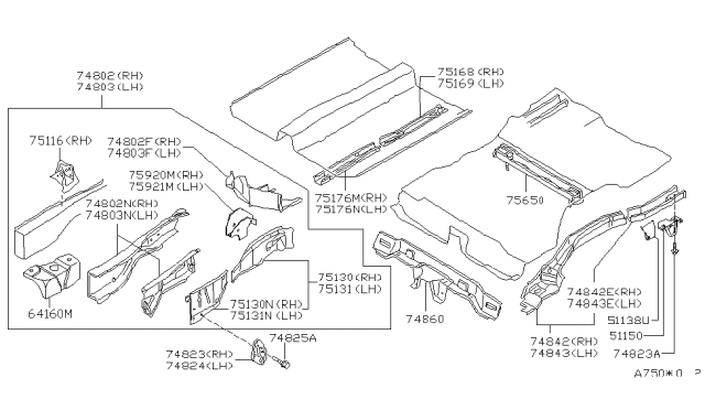 1996 Nissan Stanza Member-Fuel Tank Mounting Diagram for 75650-1E300
