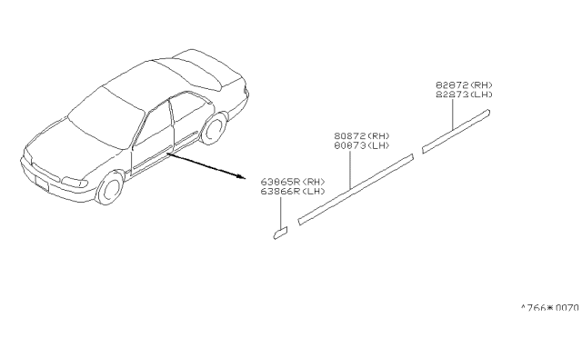 1997 Nissan Stanza Body Side Molding Diagram
