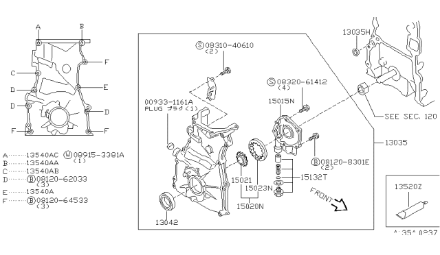 1995 Nissan Altima Gear Assembly-Drive Diagram for 15020-53F25