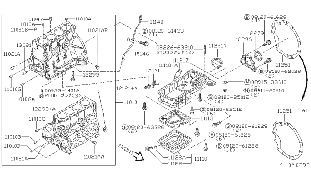1996 Nissan Stanza Cylinder Block & Oil Pan Diagram