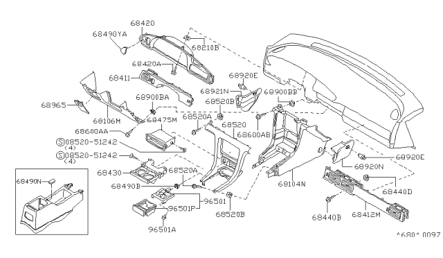 1994 Nissan Stanza Instrument Panel,Pad & Cluster Lid Diagram 3