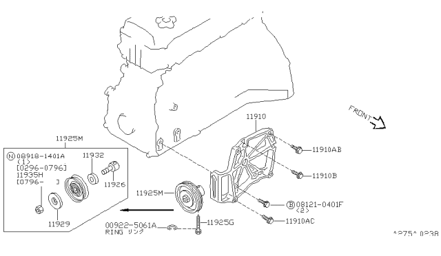 1995 Nissan Altima Compressor Mounting & Fitting Diagram