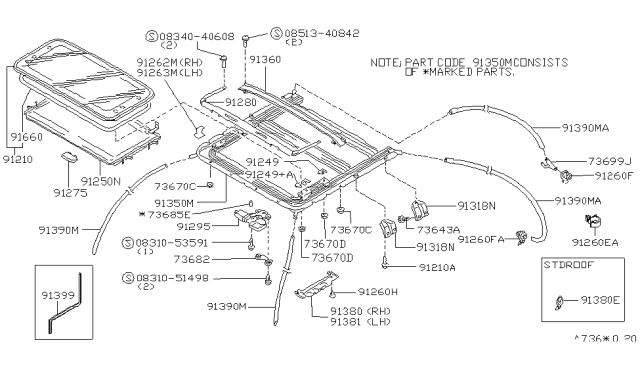 1993 Nissan Stanza Sun Roof Parts Diagram 1
