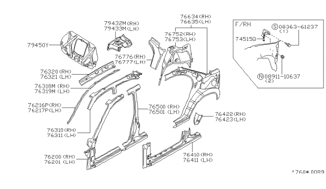 1995 Nissan Altima Body Side Panel Diagram