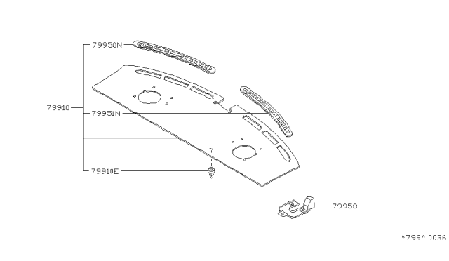 1995 Nissan Altima Escutcheon-Air Drafter,Parcel Shelf RH Diagram for 79944-0E002