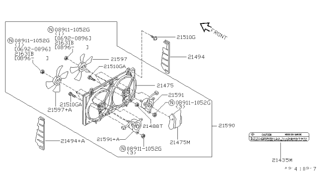 1995 Nissan Stanza Radiator,Shroud & Inverter Cooling Diagram 1
