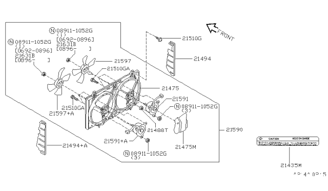 1996 Nissan Altima Radiator,Shroud & Inverter Cooling Diagram 2