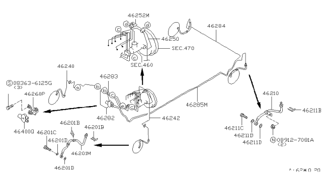 1996 Nissan Stanza Brake Piping & Control Diagram 1