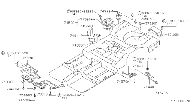 1996 Nissan Altima Bracket-Front Seat Mounting LH Diagram for 74835-1E400