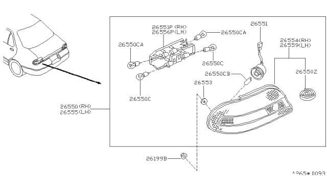 1997 Nissan Stanza Lamp Assembly-Rear Combination,LH Diagram for B6555-2B500