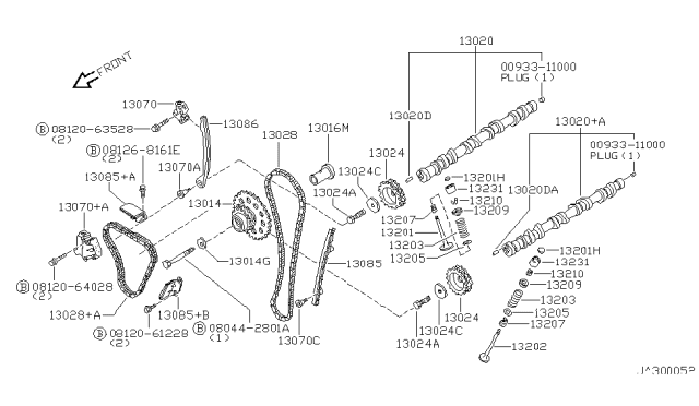 1997 Nissan Stanza Camshaft & Valve Mechanism Diagram