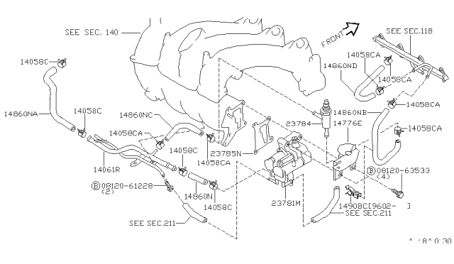 1996 Nissan Altima Valve Assembly-Air Injection Control Diagram for 22622-5E500